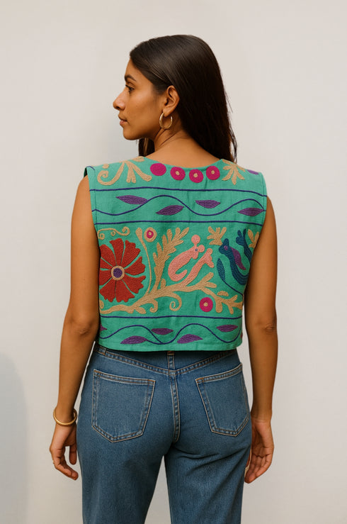 Cotton Sujani Art Embroidered Reversible Jacket